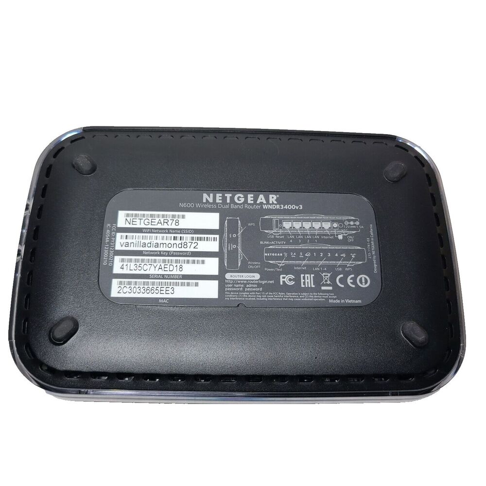 NETGEAR - N600 Wireless Dual Band Gigabit Modem Router - WNDR3400v3 -W/Adapter - Picture 4 of 4